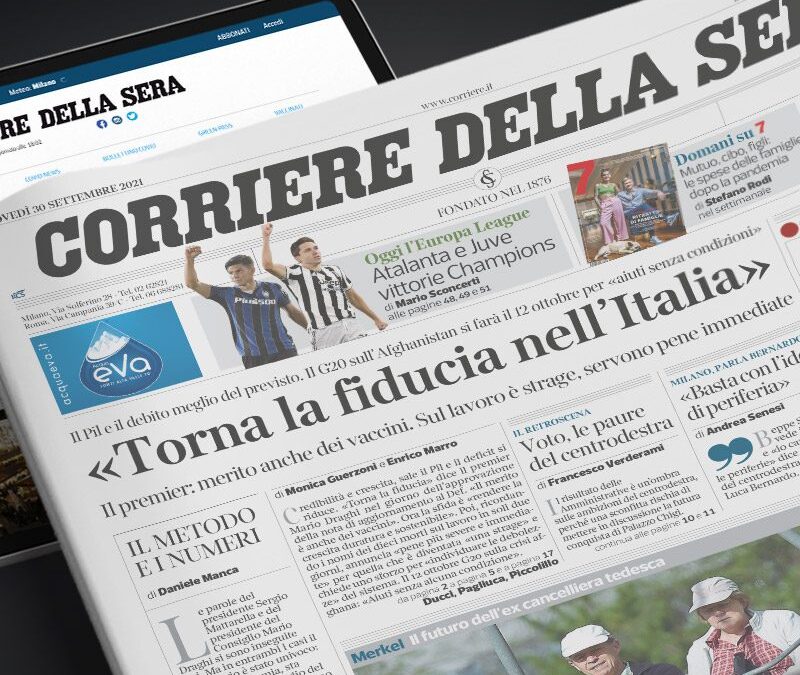Marco e Gianluca Bernardi sul Corriere della Sera del 7 Novembre 2020. Si parla di BRN Bike Parts e BRN Food